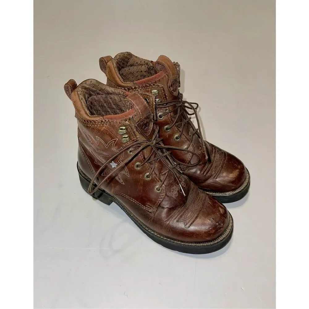 Ariat Brown Leather Ankle Boots - Picture 1 of 10
